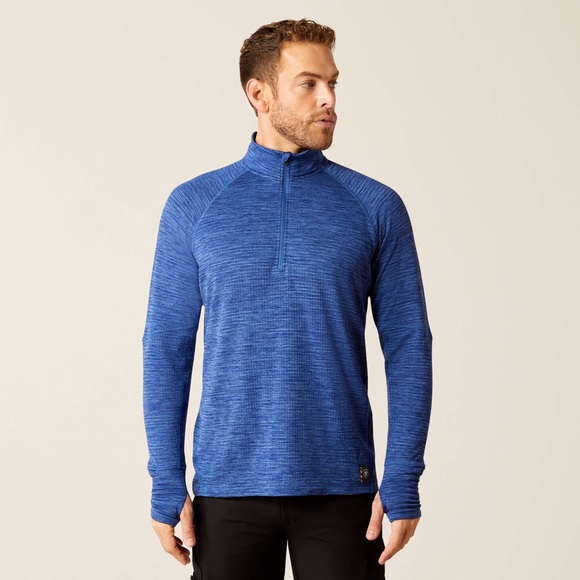 Ariat Rebar Gridwork Baselayer 1/4 Zip T-Shirt GLACIER BLUE - Picture 1 of 7